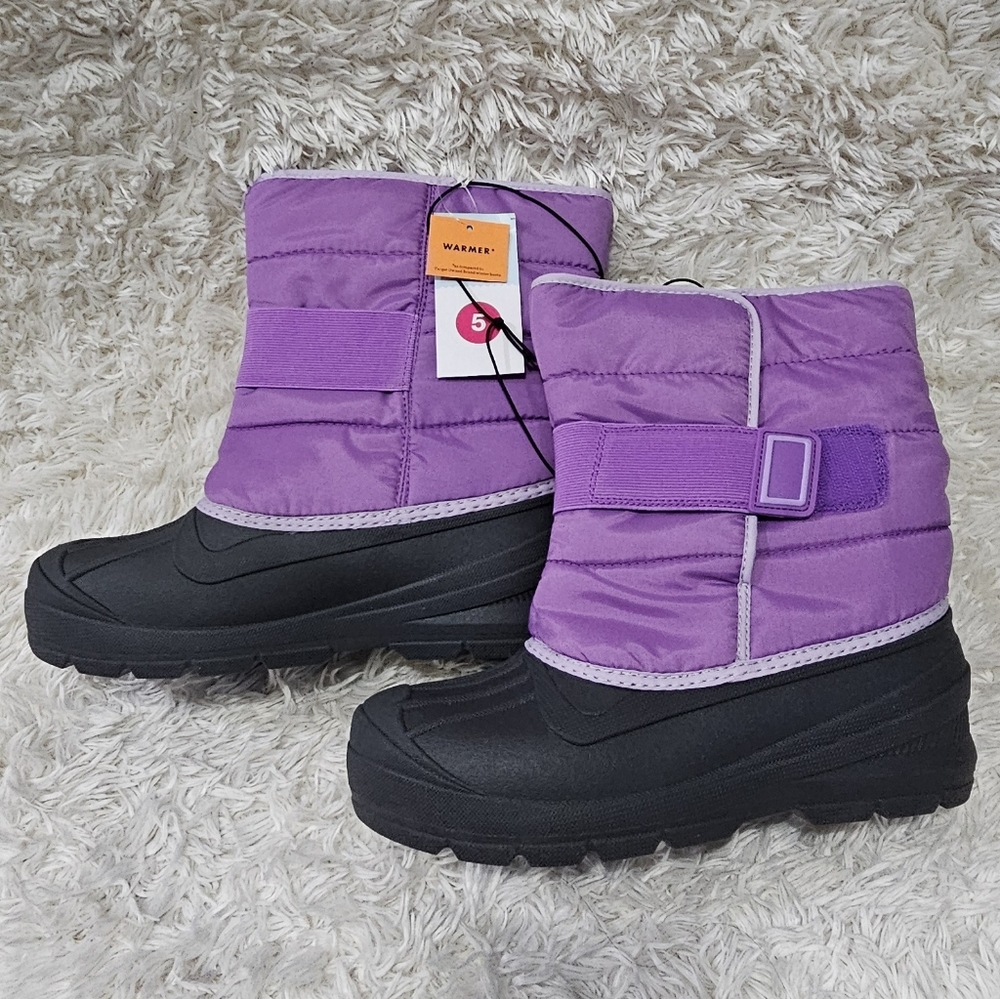 Cat & Jack Purple and Black Kids Snow Boots
